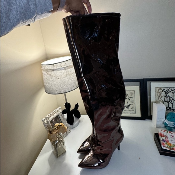 BRAND NEW INC Sedona Metallic Rose Gold Over the Knee Boots Size 8 - Picture 7 of 7